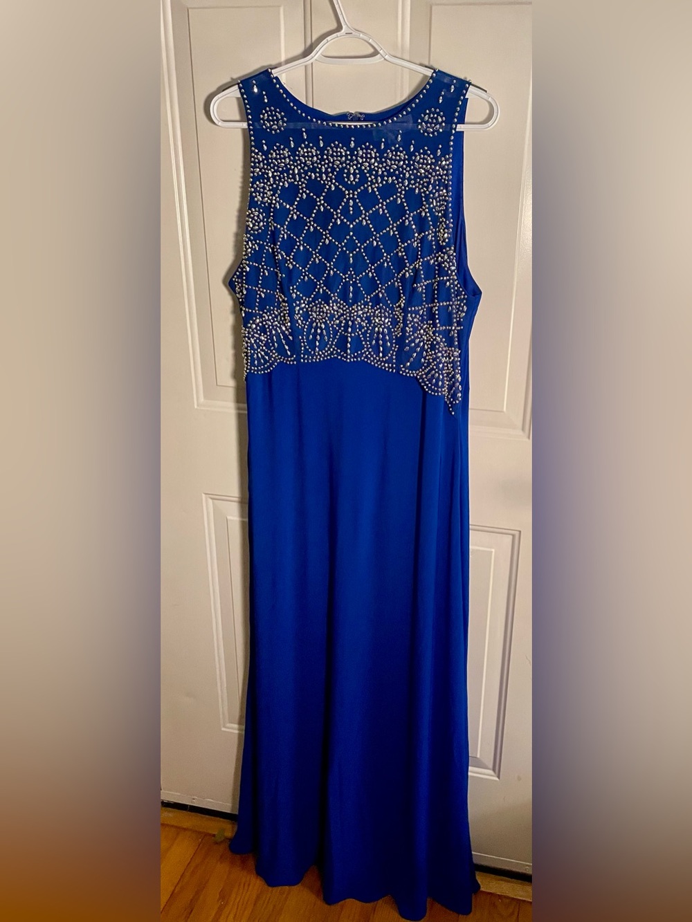 Jackie Jon New York Beaded Maxi Dress in Blue Size 18 Like New
